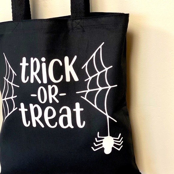 TRICK OR TREAT 🕷🧡 Cotton Canvas Tote Bag in Black~ NEW W/OUT TAGS - Picture 7 of 10